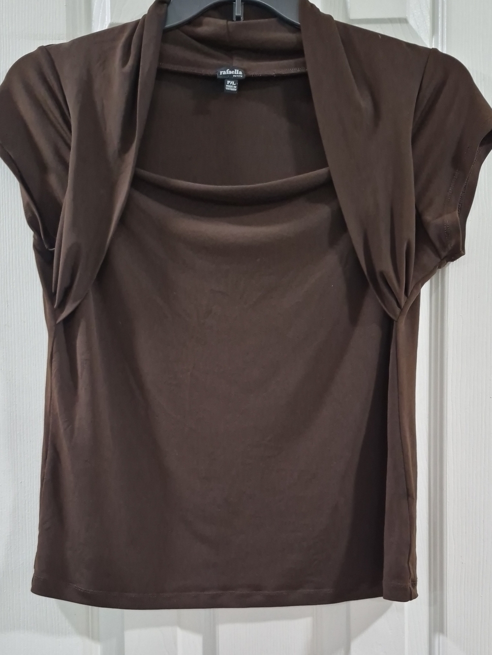 Rafaella Brown Draped Neck Short-Sleeve Top